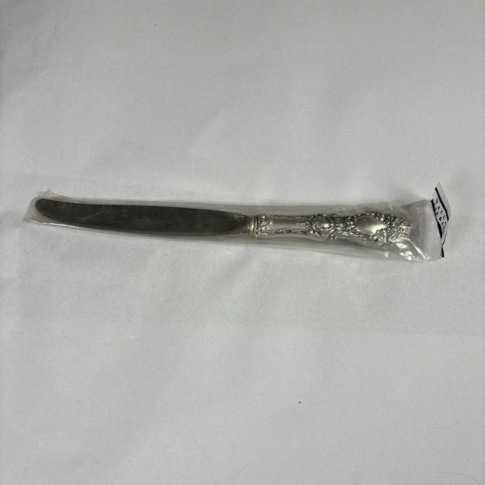 VTG Wallace‎ Lucerne Sterling Silver Knife Stainless Blade NOS Ornate Rococo MCM